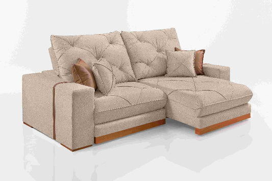 Estofado Retratil Reclinavel Geriba 210 2x80 Linho Bege EN