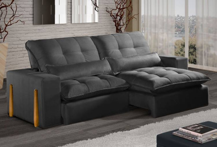 Estofado Retratil Reclinavel Itaoca.Fitipaldi 250 Veludo Preto EN