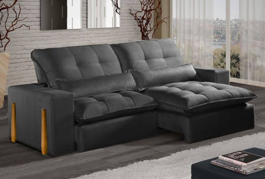 Estofado Retratil Reclinavel Itaoca.Fitipaldi 250 Veludo Preto EN