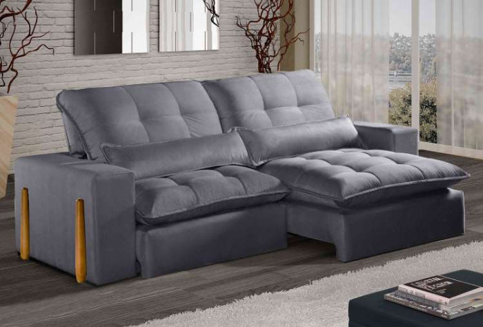 Estofado Retratil Reclinavel Itaoca.Fitipaldi 210 Veludo Inca Grafite EN