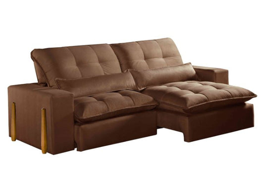 Estofado Retratil Reclinavel Itaoca.Fitipaldi 230 Veludo Marrom EN