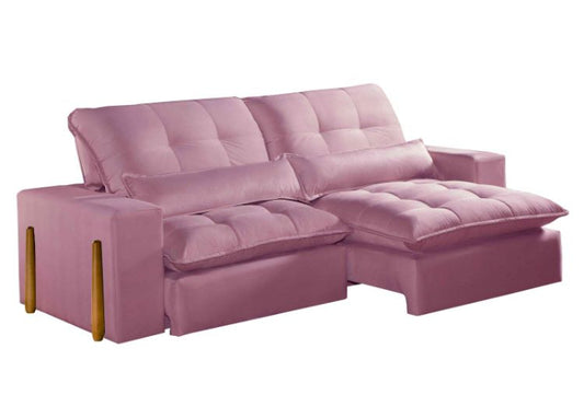 Estofado Retratil Reclinavel Itaoca.Fitipaldi 250 Veludo Rose EN