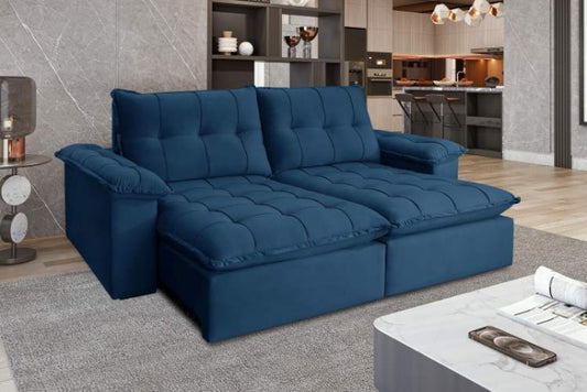 Estofado Retratil Reclinavel Iriri 250 Veludo Azul EN
