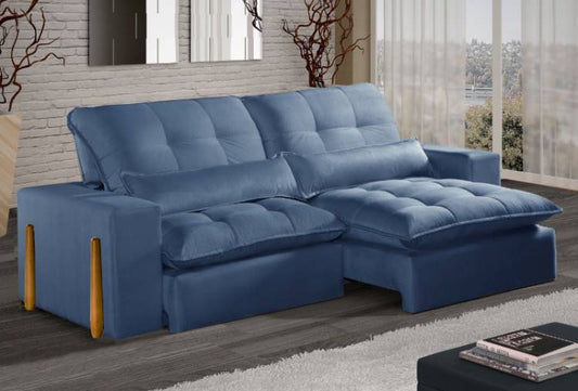 Estofado Retratil Reclinavel Itaoca.Fitipaldi 210 Veludo Inca Azul EN