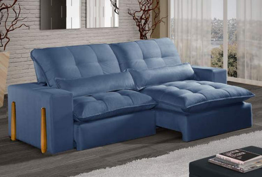 Estofado Retratil Reclinavel Itaoca.Fitipaldi 250 Veludo Azul EN