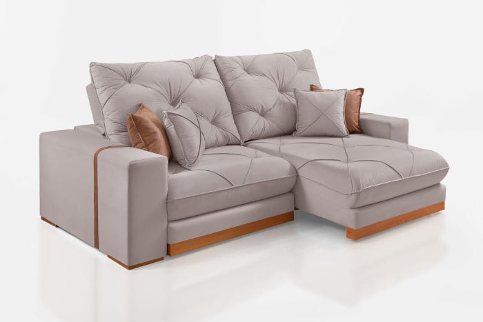 Estofado Retratil Reclinavel Geriba 210 2x80 Bege Claro EN