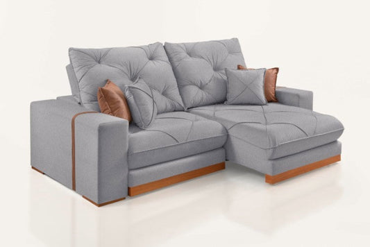 Estofado Retratil Reclinavel Geriba 210 2x80 Linho Gelo EN