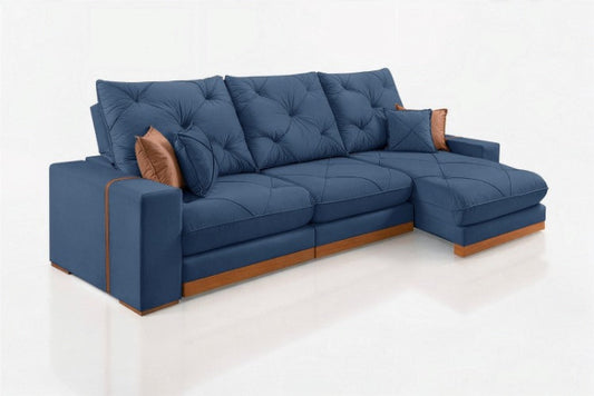 Estofado Retratil Reclinavel Geriba 320 3x90 Veludo Inca Azul EN
