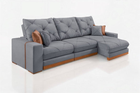 Estofado Retratil Reclinavel Geriba 320 3x90 Veludo Inca Grafite EN