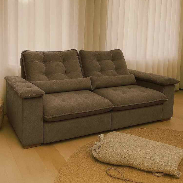 Estofado Retratil Reclinavel Gold 210m Veludo Capuccino EN