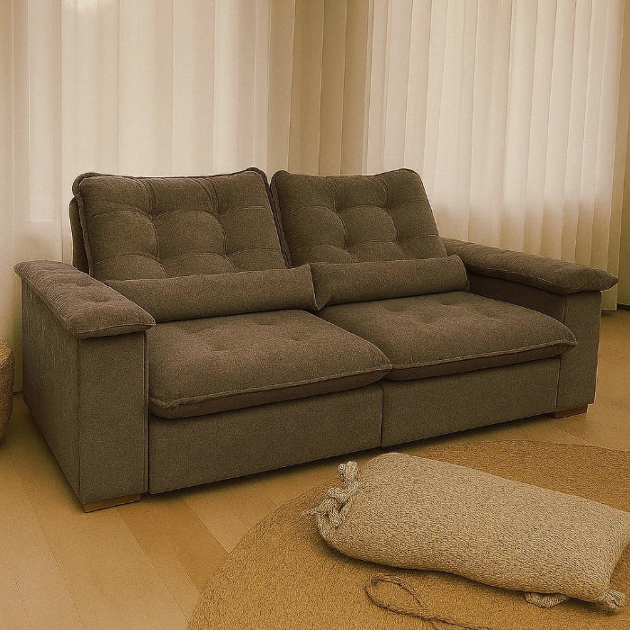 Estofado Retratil Reclinavel Gold 250m Veludo Capuccino EN