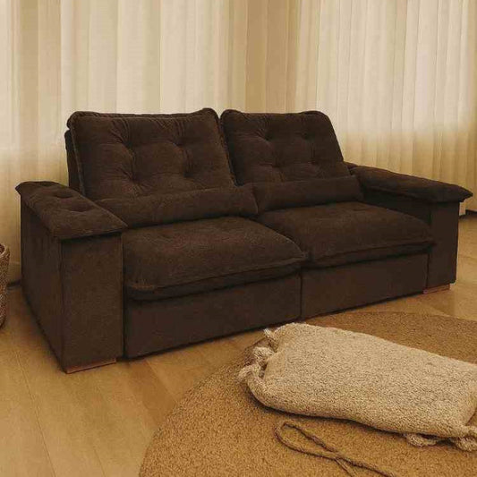 Estofado Retratil Reclinavel Gold 250m Veludo Marrom EN