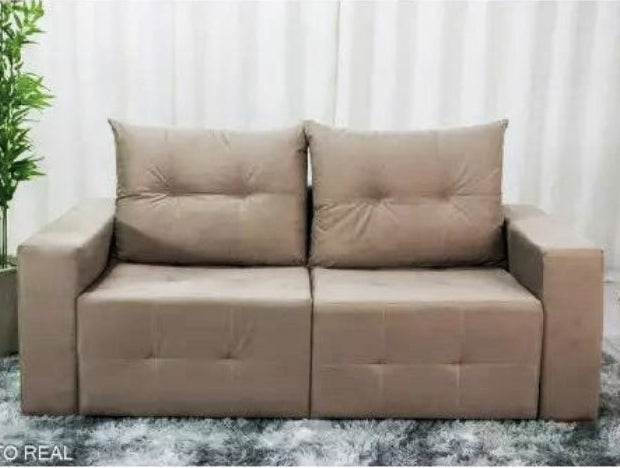Estofado Retratil Havai 180 2x90 Veludo Beje EN
