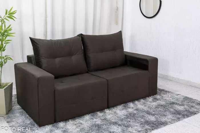 Estofado Retratil Havai 180 2x90 Veludo Marrom EN