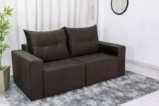 Estofado Retratil Havai 180 2x90 Veludo Marrom EN