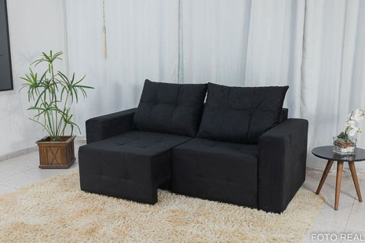 Estofado Retratil Havai 180 2x90 Veludo Preto EN