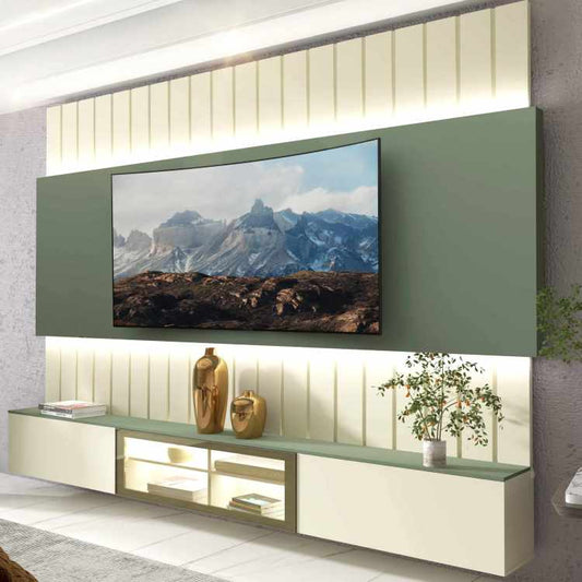 Home Reflecta 2,30 cm - 85'' Com LED - 100% MDF - Verde Floresta/Off White EN