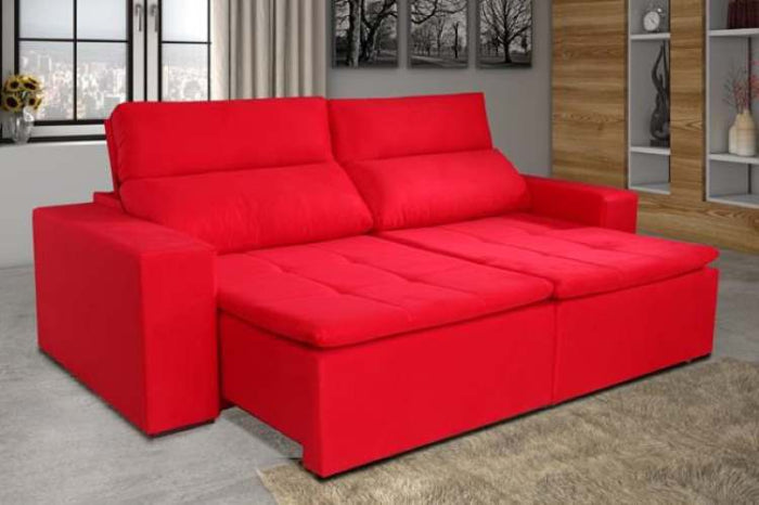 Sofá Retratil Reclinavel Italia 2xMod 0,90m VERMELHO EN
