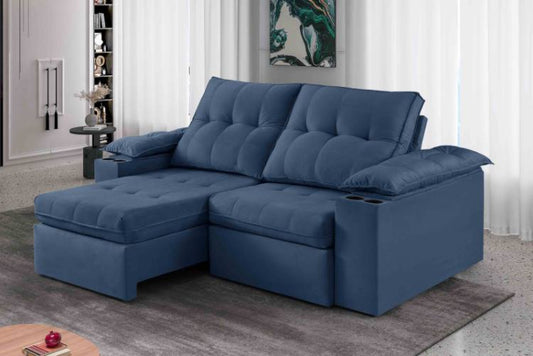 Estofado Retratil Reclinavel Itaborai 230 Veludo Inca Azul EN