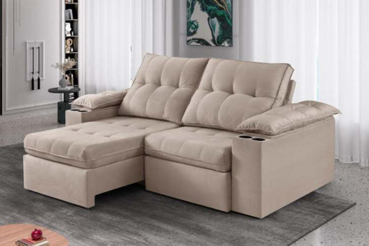 Estofado Retratil Reclinavel Itaborai 230 Veludo Inca Capuccino EN