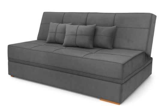 Sofa Cama Italia com Bau Veludo Suede Cinza EN