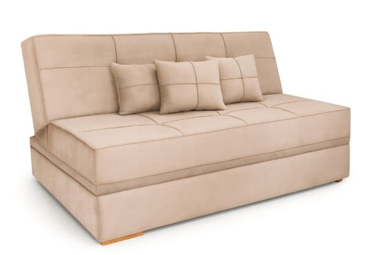 Sofa Cama Italia sem Bau Veludo Suede Bege EN