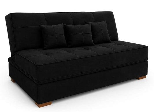 Sofa Cama Italia sem Bau Veludo Suede Preto EN