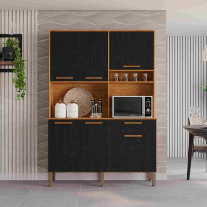 Kit Cozinha New Siena 6P1G Cinamomo.Preto EN