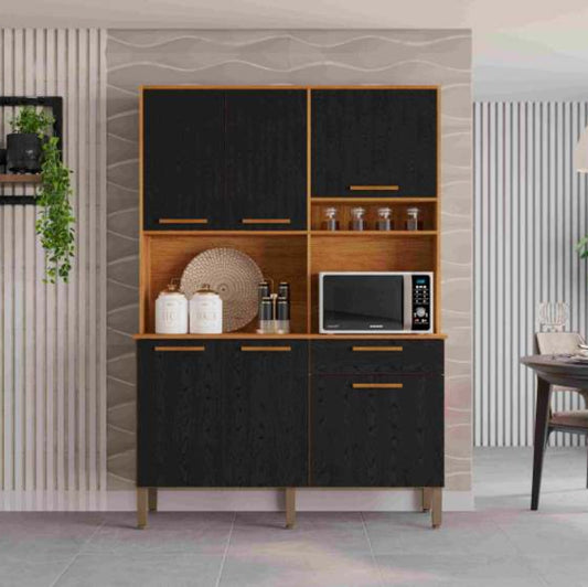 Kit Cozinha New Siena 6P1G Cinamomo.Preto EN