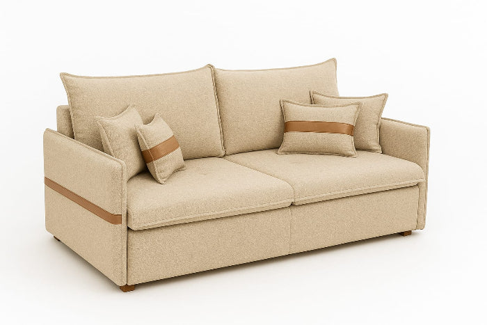 Sofa Retratil Reclinavel sem Caixa Leticia 220 Linho Bege EN