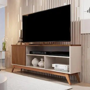 Rack Malbec 1,36 cm 50″ Ripado - Off White/Freijó EN