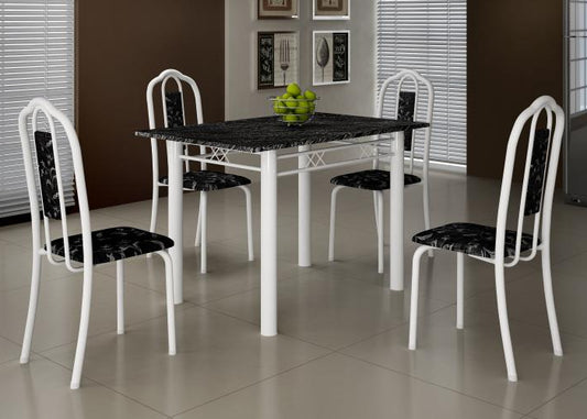 Conj Mesa Luisa Tmp Pedra 120x75 4Cds Branco EN