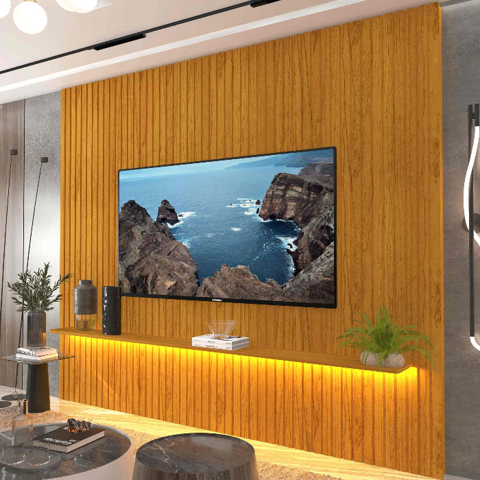 Painel Nobre Ripado 1Prateleira com LED Naturale EN