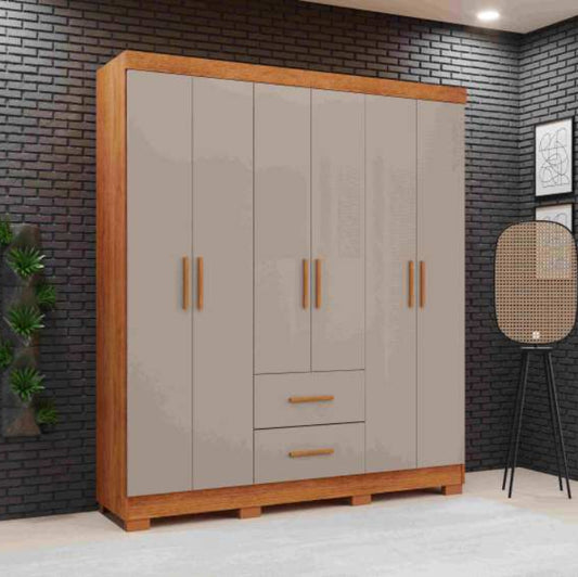 Roupeiro Estrela Premium 6P2G com Pes Cinamomo.Off White EN