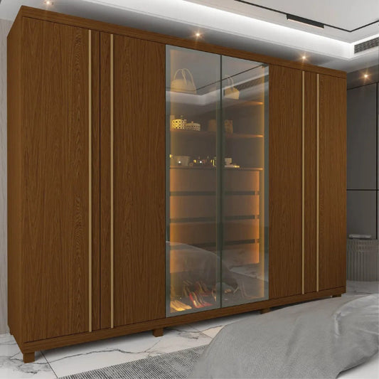 Roupeiro Absolut New 6P sendo 2P Reflecta com LED e Pes Castanho EN