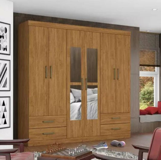 Roupeiro Hercules Gold 6P4G com Espelhos Cinamomo EN