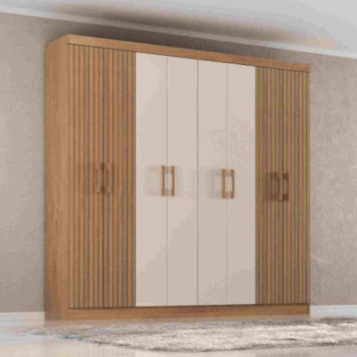 Roupeiro Petropolis 8P2G Canelato Rustico 3D.Canelato Natura.Off White EN