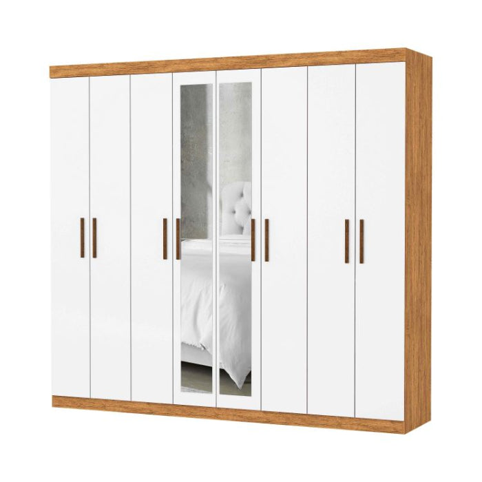 Roupeiro Rubi Plus 8P4G com Espelhos Cinamomo.Branco EN