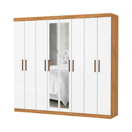Roupeiro Rubi Plus 8P4G com Espelhos Cinamomo.Branco EN