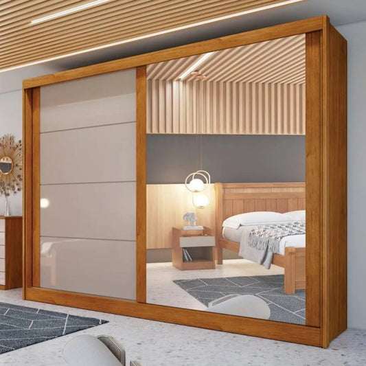 Roupeiro Viena C/ Espelho - Nature/Off White  E