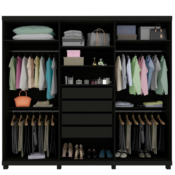 Roupeiro Absolut New Ripado 6P sendo 2P com Espelhos LED e Pes Grafite EN