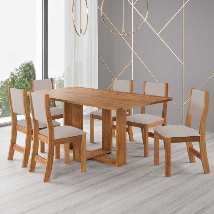 Sala Luar.Luna 160x80 com 6 Cadeiras Sol Mel.Linho Bronze EN