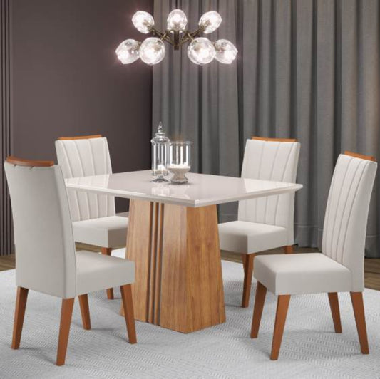 Mewl Blonde/Off White - Veludo Marfim C/ 6 Cadeiras EN