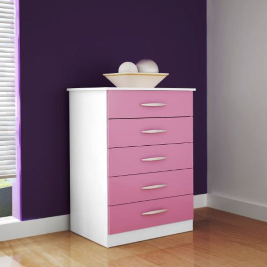 Comoda Valenca.Saquarema 5G Branco com Rosa EN