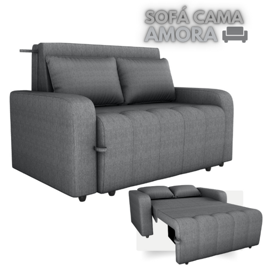 Sofa Cama MX Amora New 1 Estagio Linho Cinza EN