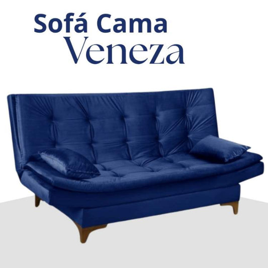 Sofa Cama Veneza Tec 185 Veludo Azul EN