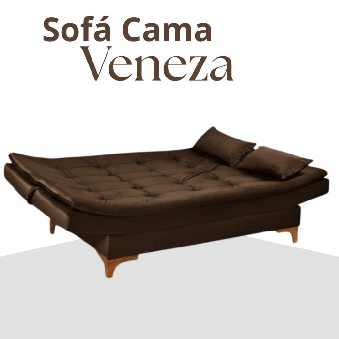 Sofa Cama Veneza Tec 193 Veludo Marrom EN