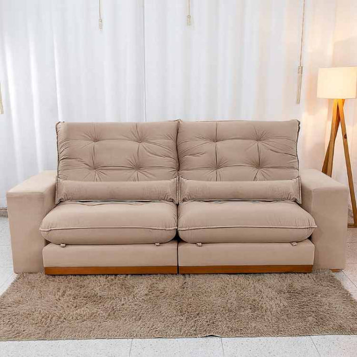 Estofado Retratil Reclinavel Toronto 250 Veludo Suede Bege EN