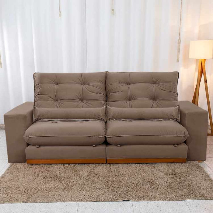 Estofado Retratil Reclinavel Toronto 210 Veludo Suede Capuccino EN