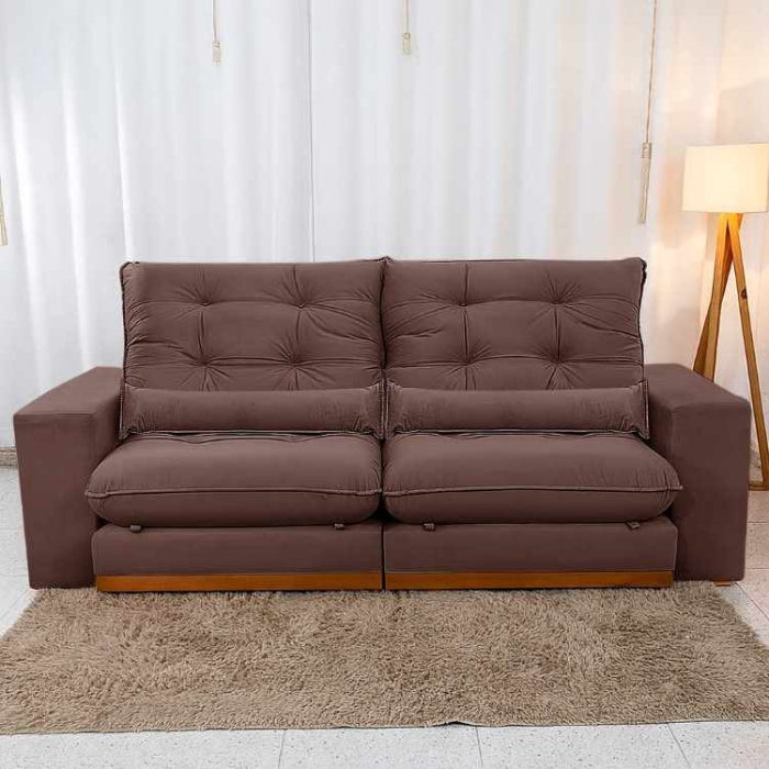 Estofado Retratil Reclinavel Toronto 210 Veludo Suede Marrom EN